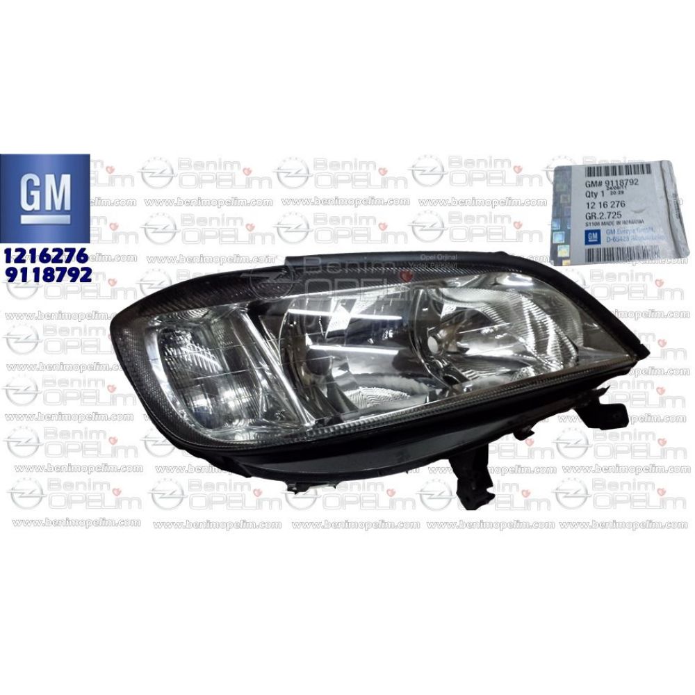 Opel Zafira A Right Front Headlamp Complete GM Original 1216276 - 9118792