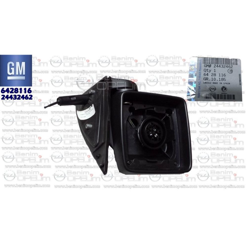 Opel Combo C Complete Left Outside Rear View Mirror Cover GM Genuine 6428116 - 24432462