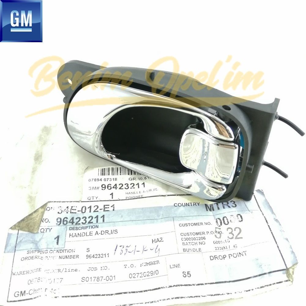 Chevrolet Rezzo U100 Left Door Interior Opening Handle Chrome GM Genuine 96423211