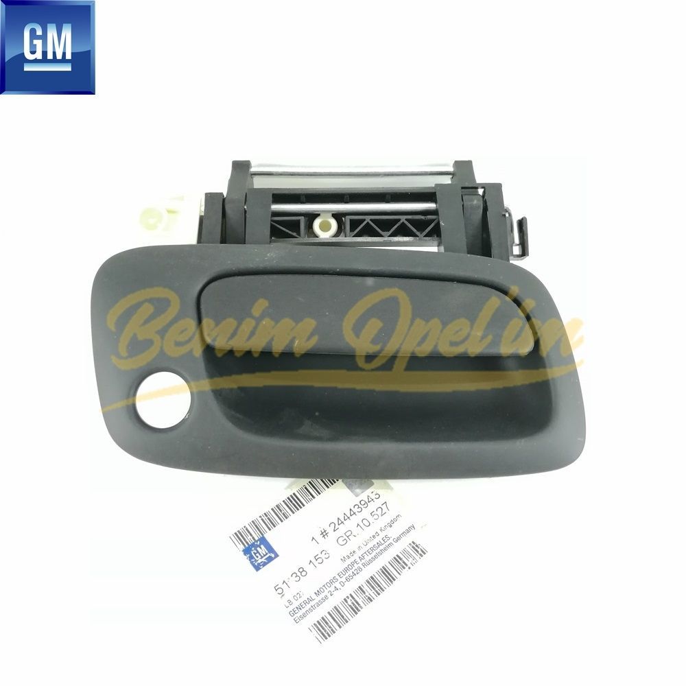 Opel Astra G Perforated Right Front Door Exterior Opening Handle Smoked GM Original 5138153 - 24443943