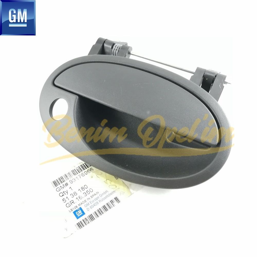 Perforated Right Front Door Exterior Opening Handle Smoked Opel Combo C, Corsa C, Meriva A GM Original 5138180 - 93176966