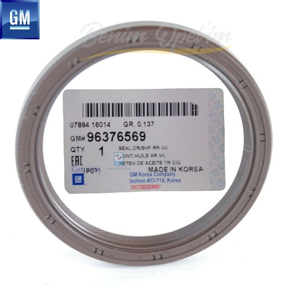 Rear Crankshaft Seal 80X98X10 1.4/1.6 Chevrolet Aveo T200 T250 T255, Cruze, Kalos, Lacetti J200, Rezzo U100 GM Genuine 96376569