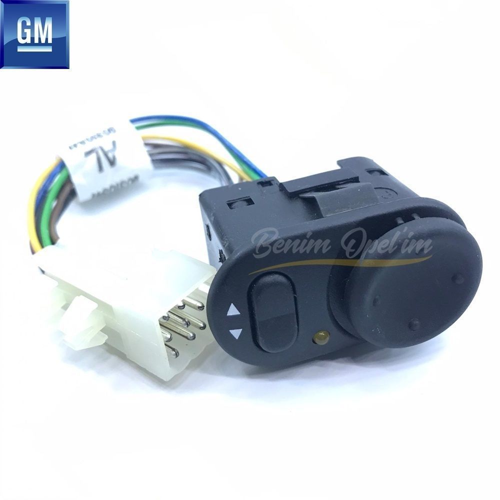 Opel Vectra A, Calibra Complete Outside Rear View Mirror Adjustment Control Black (Al) GM Original 90310841 - 1240492