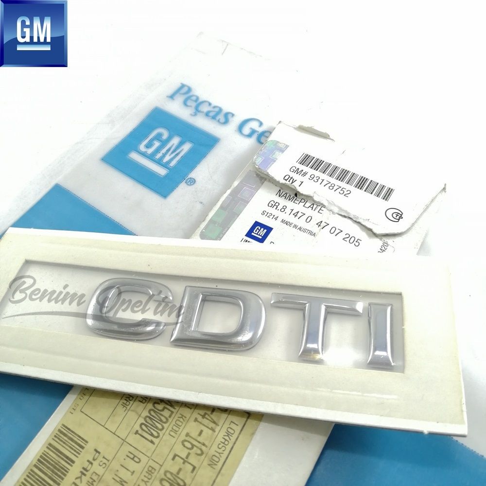 CDTI Lettering Chrome Grey Red Opel Corsa C, Combo C, Meriva A, Tigra B GM Genuine 4707205 - 93178752