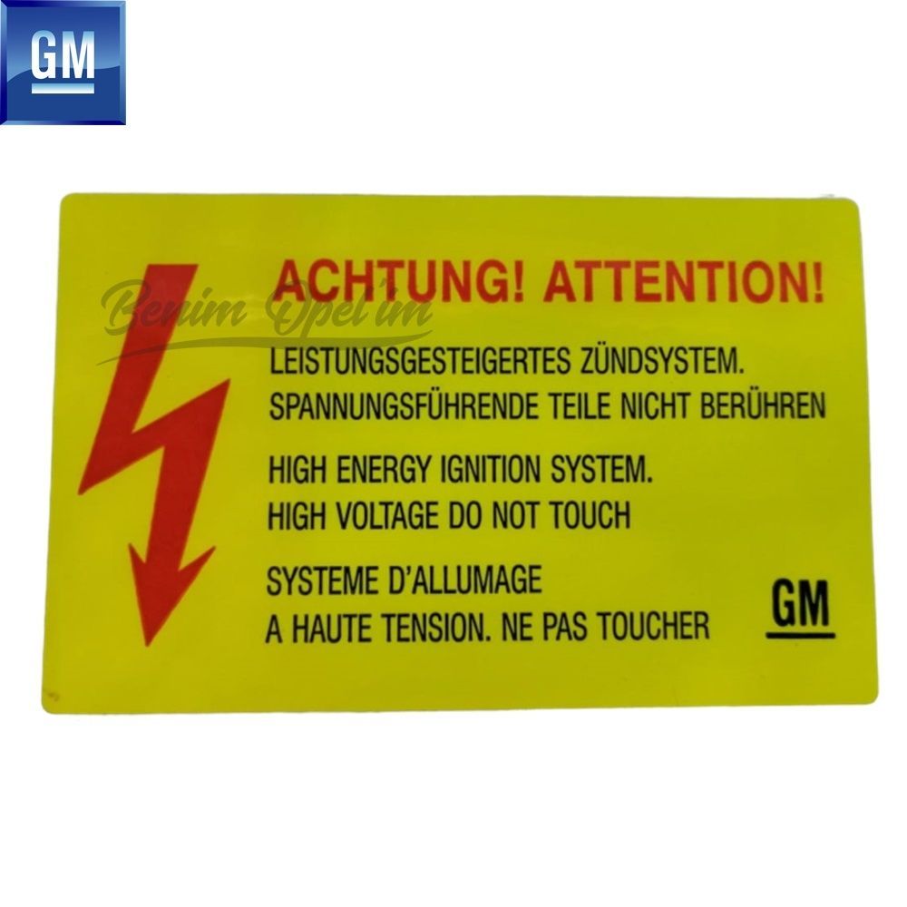 Opel Front Panel Attention High Energy Sticker Yellow 6.4X10Cm (Achtung Attention) GM Original 90054761 - 1208750