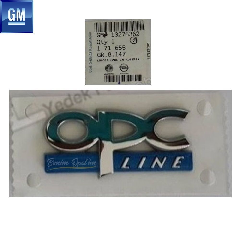 Front Fender Opc Line Emblem Opel Astra J, Corsa E, Insignia A, Insignia B, Meriva B, Zafira C GM Genuine 13275362 - 171655