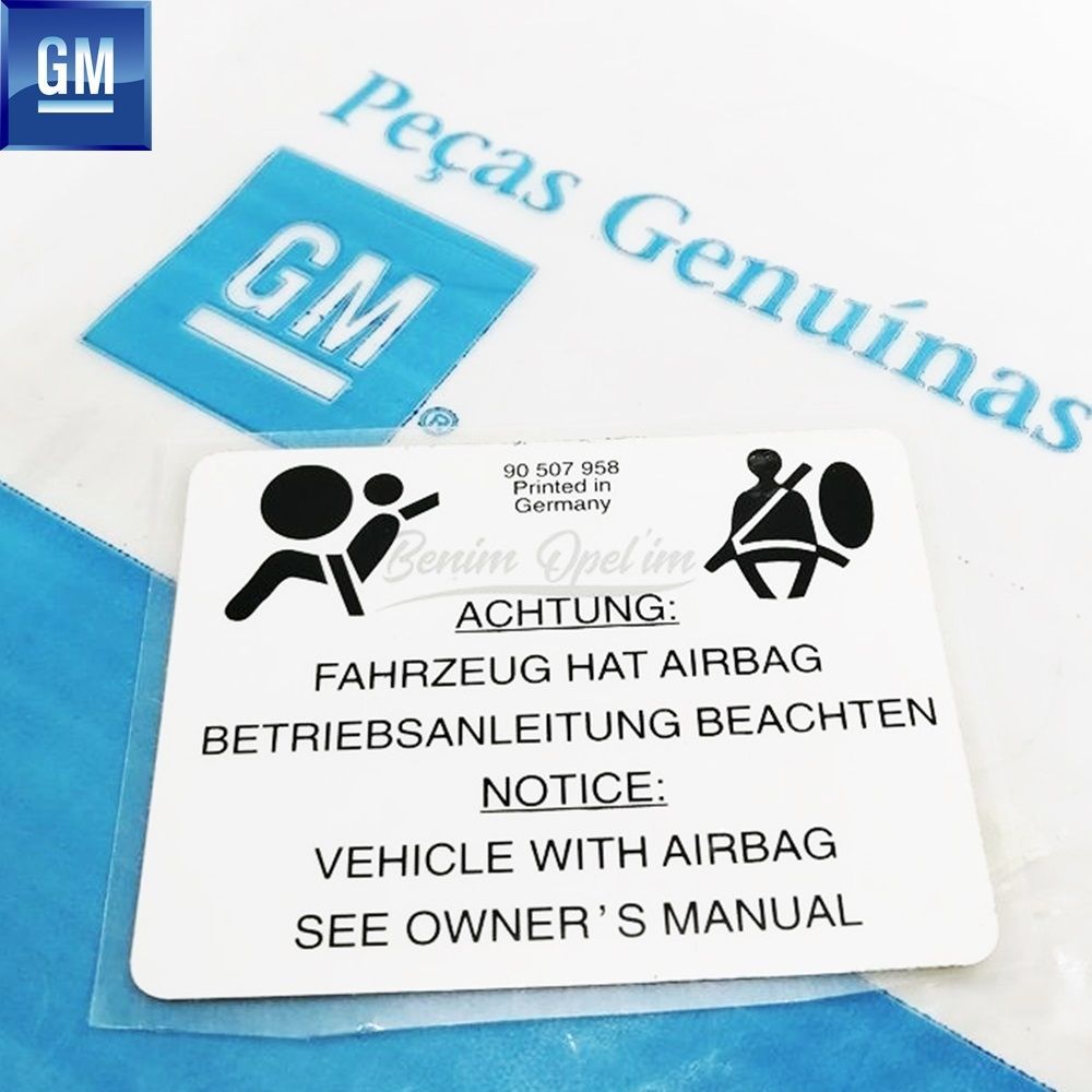 Opel Airbag Sticker White (Airbag) (Achtung, Notice) GM Original 199066 - 90507958