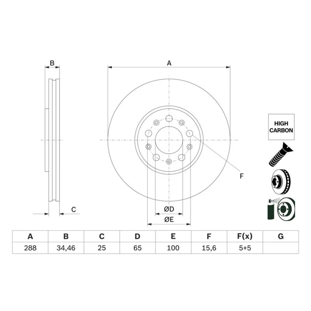 Volkswagen Bora Ön Fren Diski Havalı 288 mm 1J0615301C