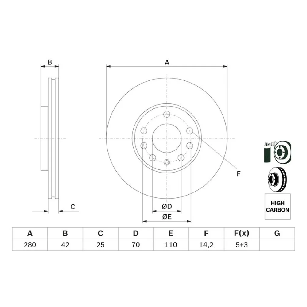 Opel Astra H Ön Fren Diski 280x25 mm Havalı 9117678