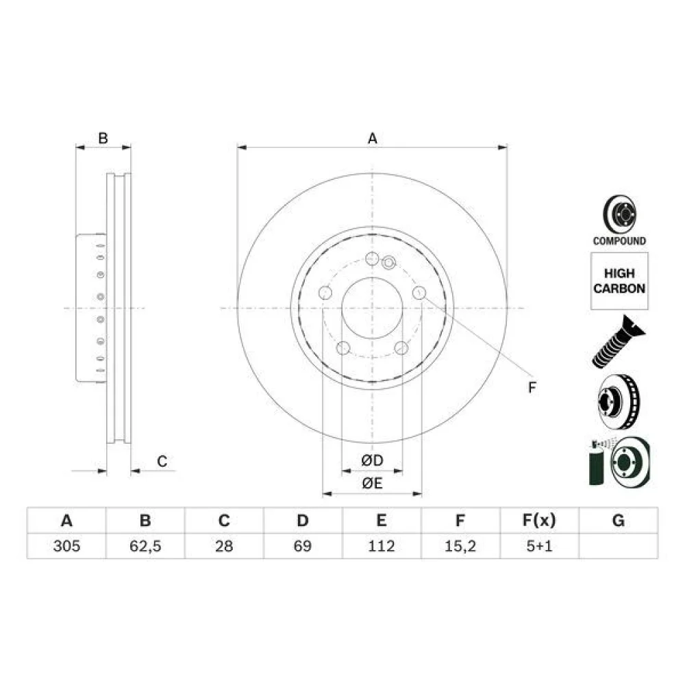 Mercedes-Benz C 180 Ön Fren Diski Bosch A0004212512