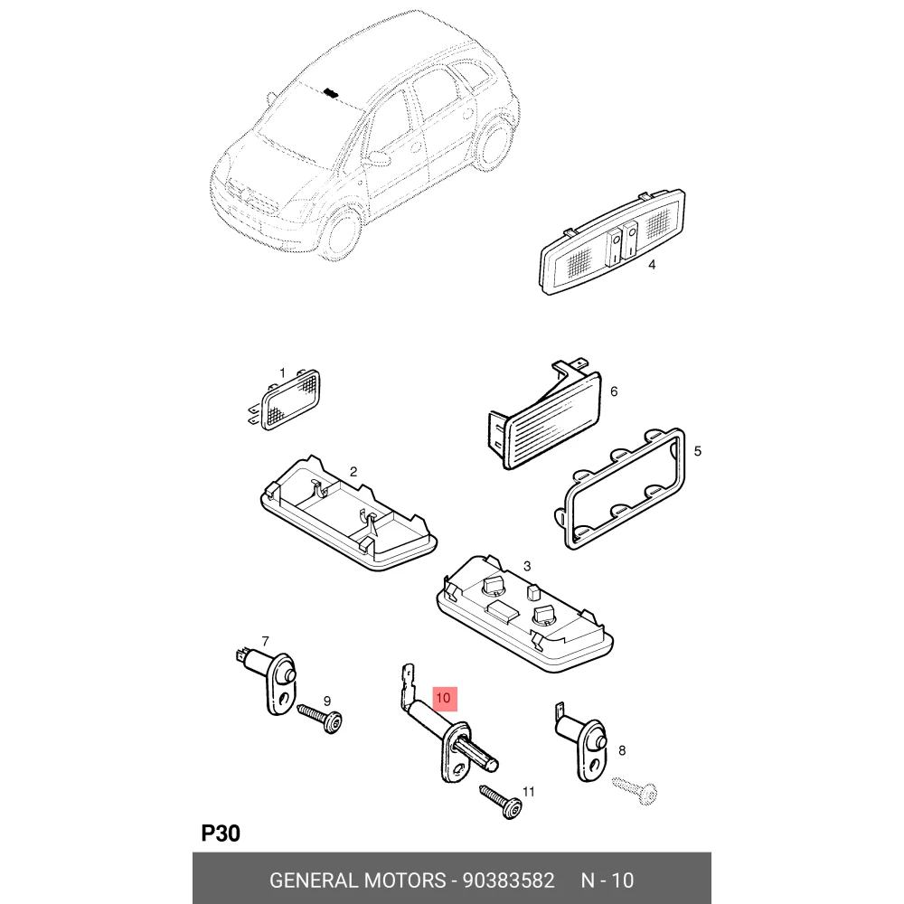 Opel Astra G Bagaj Aydınlatma Switch Düğmesi Tek Fişli 6,5 cm 90383582 PA6-GF30