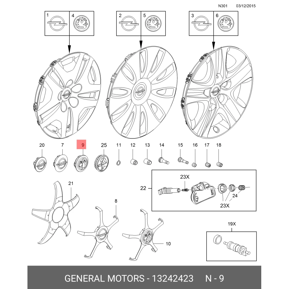 13242423 Orijinal | Opel Astra J, Insignia A Uyumlu Jant Göbeği Koyu Gri 65mm (16, 17, 18, 19, 20 İnç)