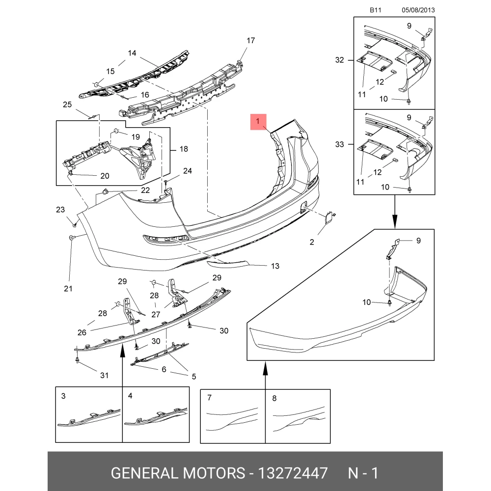 13272447 Orijinal | Opel Astra J SW Kasa Uyumlu Arka Tampon Park Sensör Girişli Komple