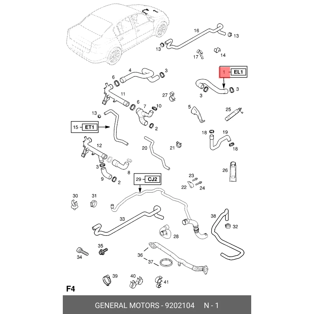 Opel Vectra C Radyatör Üst Giriş Hortumu Z16XE 9202104