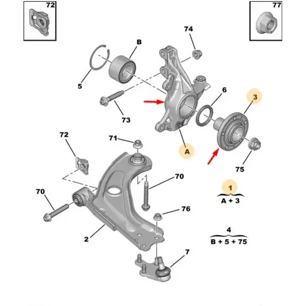 1647857480 Orijinal | Sol Aks Taşıyıcısı Peugeot 3008, 508, 308, Rifter Uyumlu