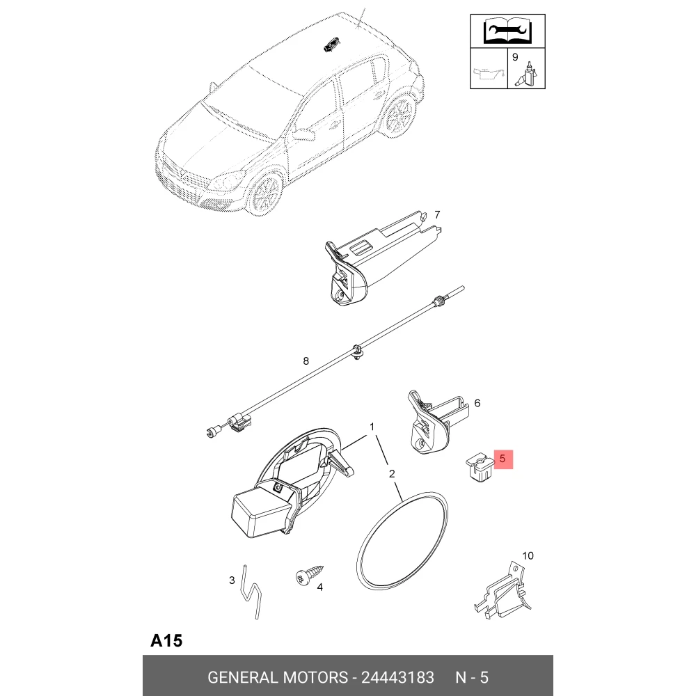24443183 Orijinal | Yakıt Depo Kapak Somunu Opel Astra H, Corsa D, Vectra C, Zafira B Uyumlu Plastik