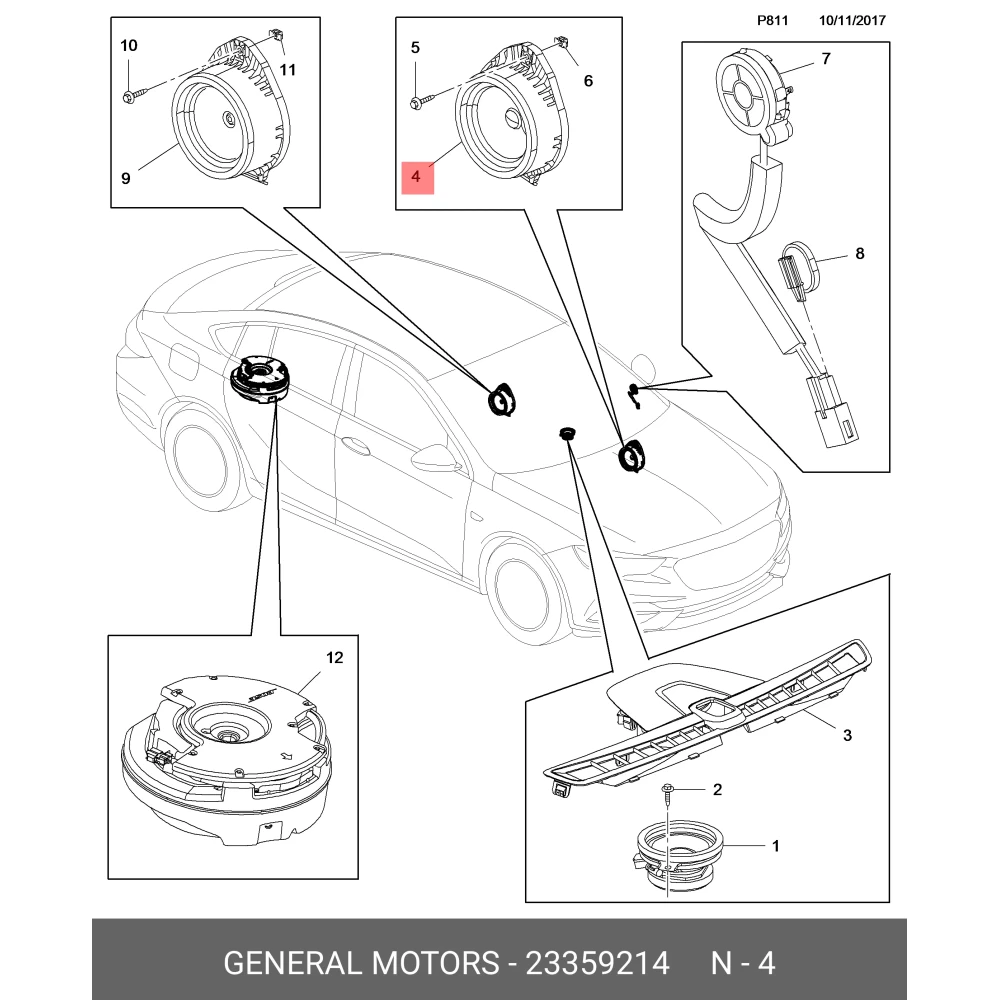 Opel Insignia B Ön Kapı Hoparlörü Sağ Sol 23359214
