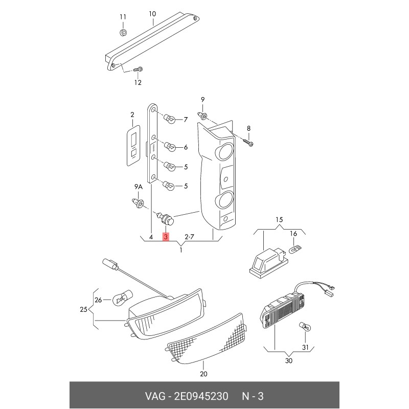 Volkswagen Crafter Arka Stop Lambası Bağlantı Pimi 2013-2016 (2E0945230)