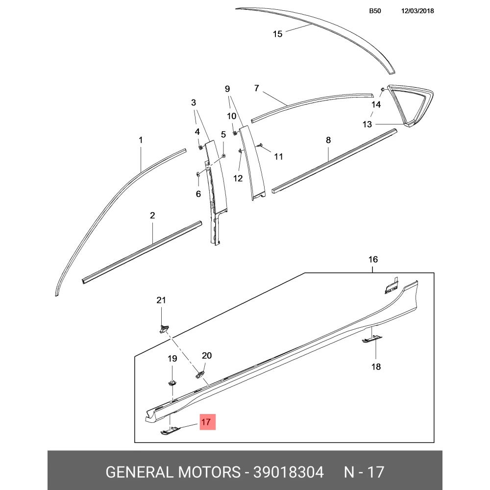 39018304 Orijinal | Opel Insignia B Uyumlu Sol Ön Marşbiyel Kriko Kapağı