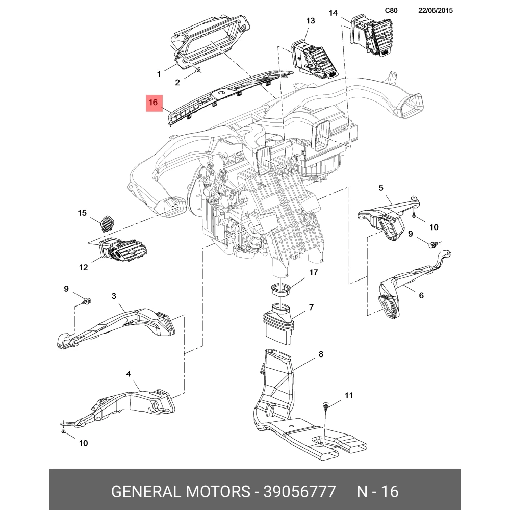 Opel Astra K Ön Göğüs Havalandırma Izgarası 13413124