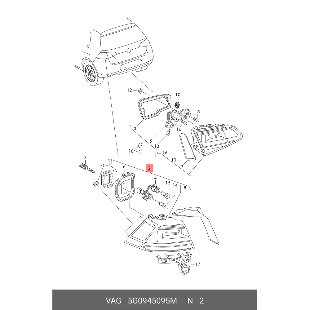 Volkswagen Golf 7 Sol Stop Lambası 5G0945095M