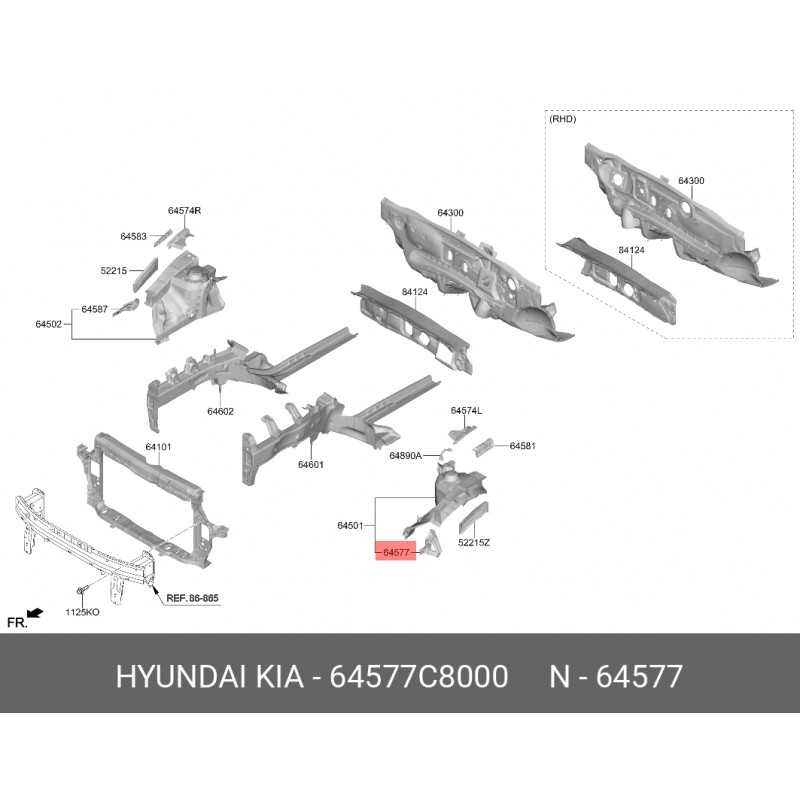 Ürün Kodu : 64577C8000 - Hyundai / KIA Ön Tekerlek iç sacı ,RH