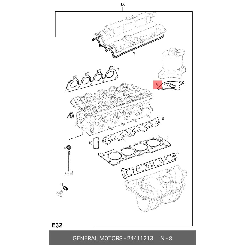 24411213 Orijinal | Egr Valf Contası Opel Astra G, Corsa C, Vectra C Uyumlu 1.4-1.6-1.8 Benzinli