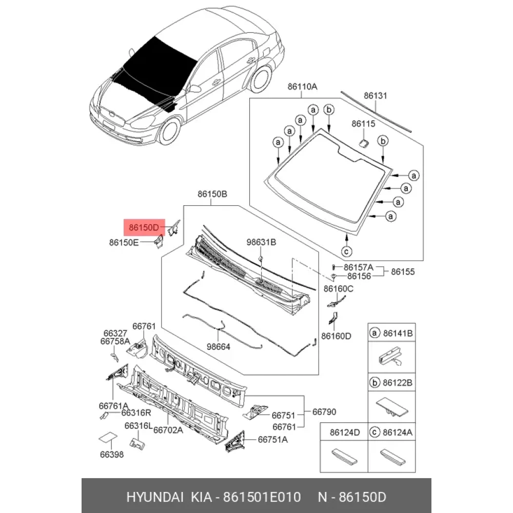 Hyundai Era Ön Cam Izgara Plastiği Sol (2006-2011) Orijinal 86150-1E010