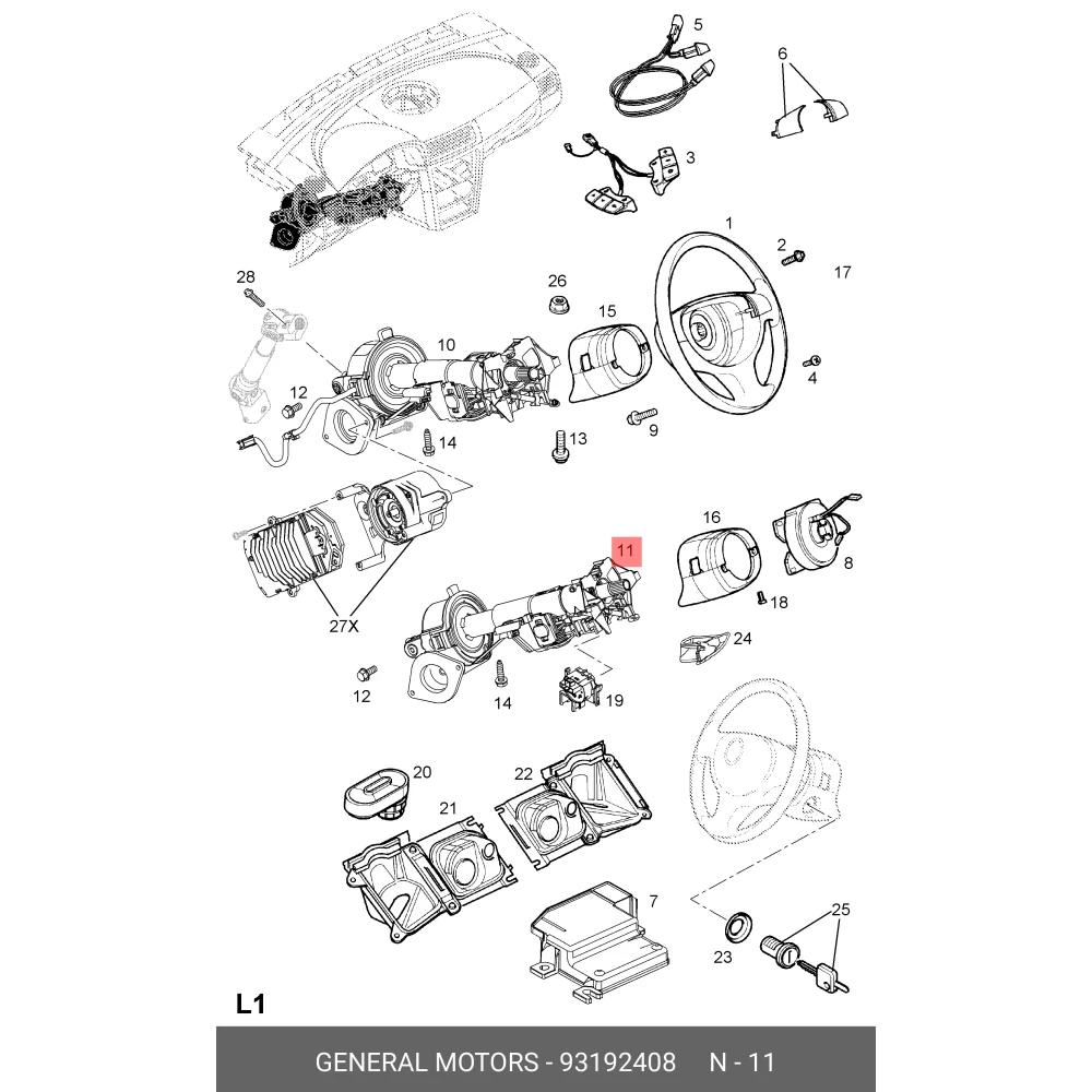 Opel Meriva Ayarlı Direksiyon Sütunu Orijinal 26133267.5900303
