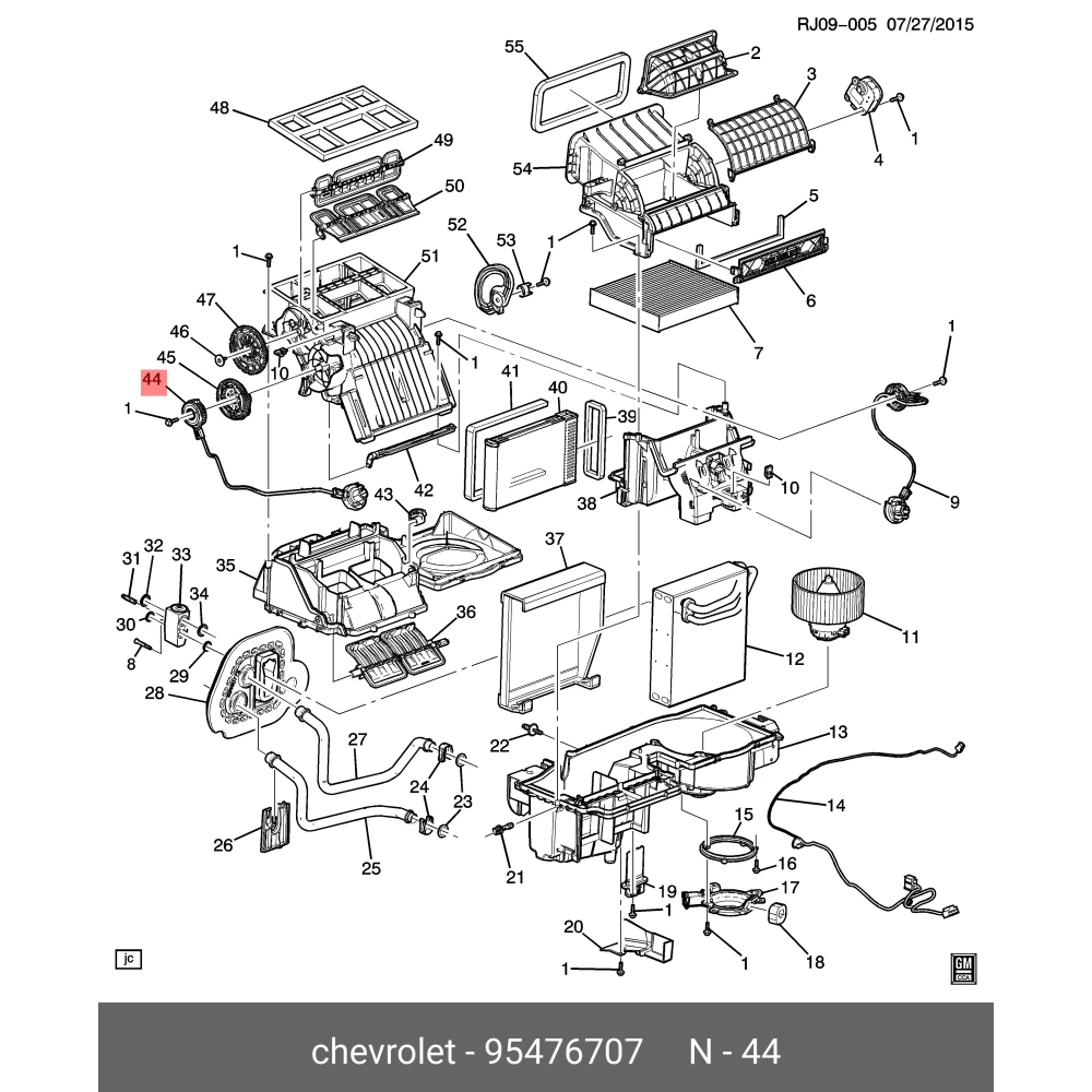 Chevrolet Trax Kalorifer Kumanda Kontrol Kablosu 480 mm 95476707