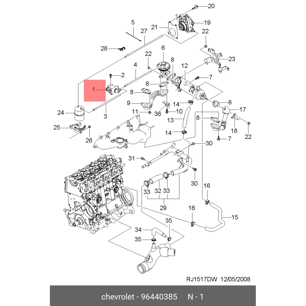 Chevrolet Captiva EGR Solenoid Valfi 25183540 4805556 4818915