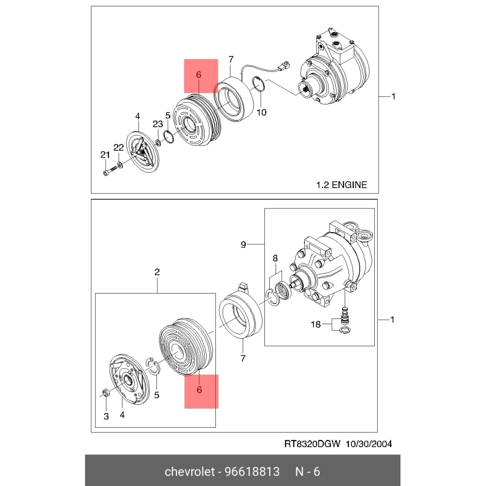 96618813 Orijinal | Chevrolet Aveo, Kalos Uyumlu Klima Kompresör Kasnağı