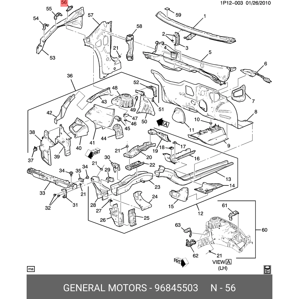 96845503 Orijinal | Chevrolet Cruze Uyumlu Sol Arka Çamurluk Braketi