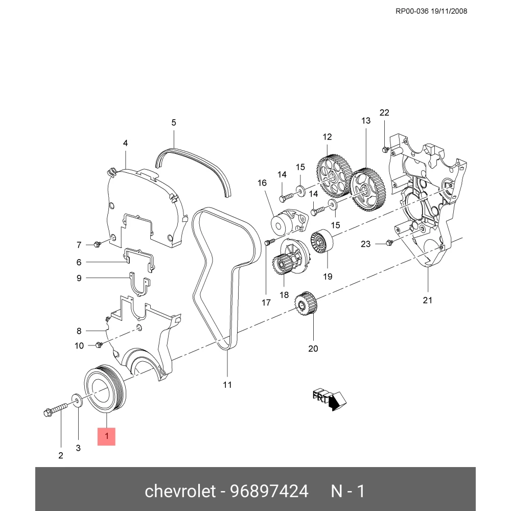 96897424 | Krank Kasnağı Chevrolet Cruze, Aveo, Lacetti Uyumlu 1.4 / 1.6 Benzinli İthal