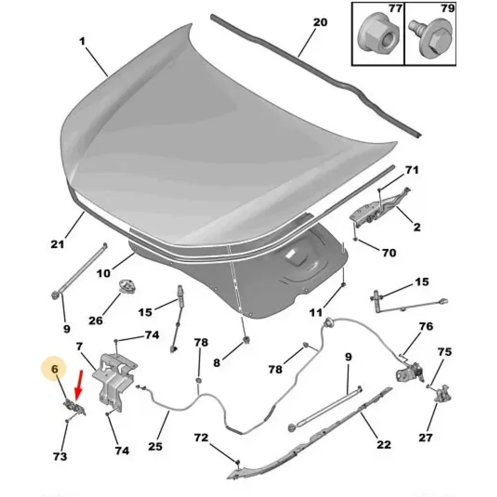 Peugeot 208 Kaput Kilidi 9822726780