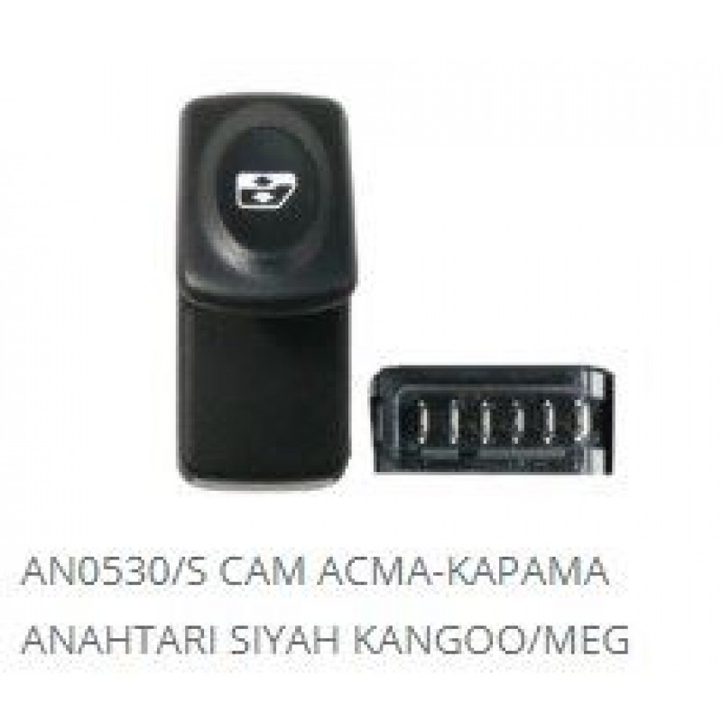 Ürün Kodu : AN-0530-S - CAM KALDIRMA ANAHTARI 6P SIYAH RENAULT KANGOO/MEGAN/CLIO