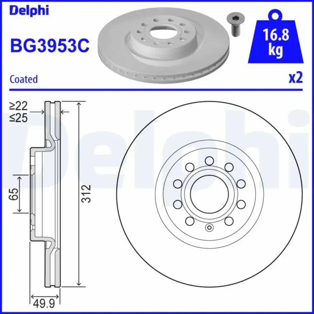 Volkswagen Caddy Ön Fren Diski 312 mm Seti 1K0615301AA