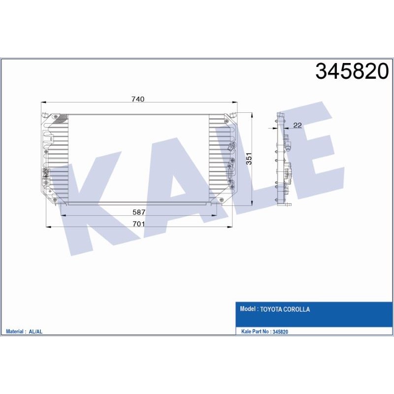 KLİMA RADYATÖRÜ TOYOTA COROLLA AE101 92-97  AL/AL