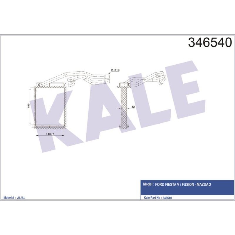 KALORİFER RADYATÖRÜ BRAZING FORD FIESTA V/FUSION - MAZDA 2