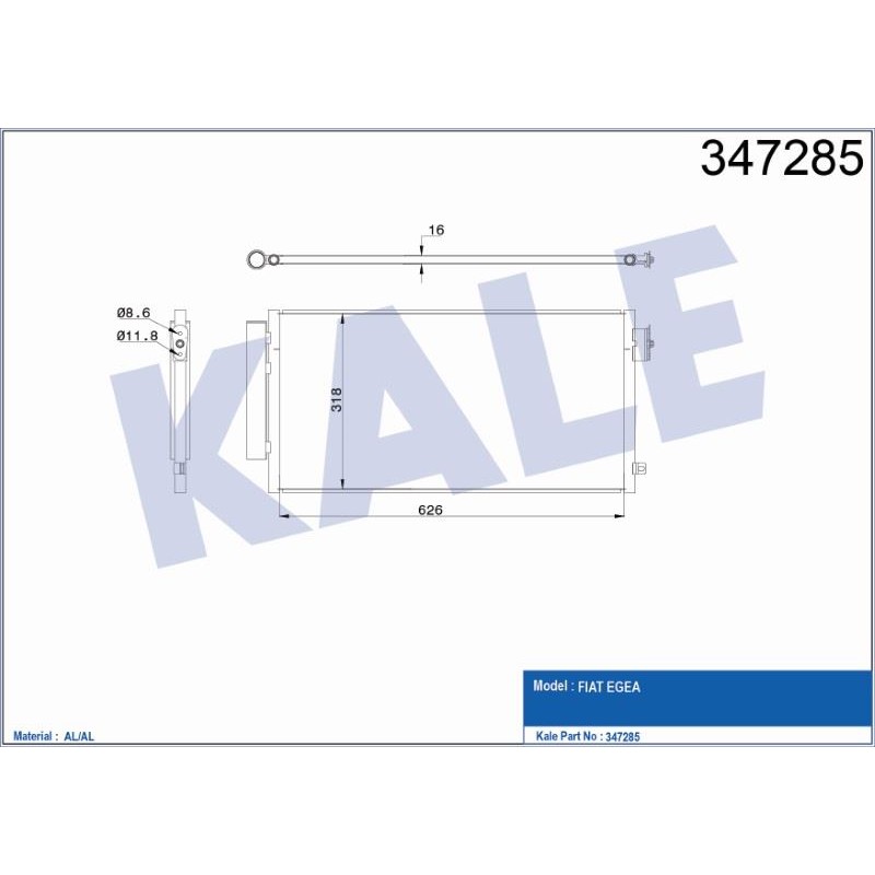 Ürün Kodu : KL347285 - KLİMA RADYATÖRÜ FIAT EGEA 1.3 / 1.6 MJET / 1.4 BENZINLI