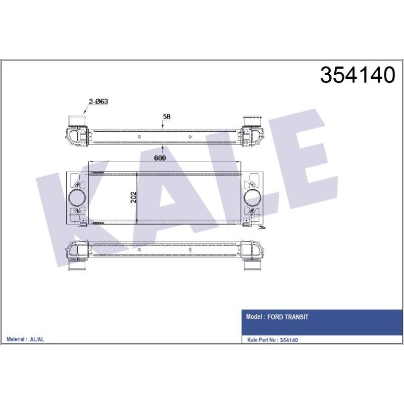 TURBO RADYATÖRÜ (INTERCOOLER) FORD TRANSIT INTERCOOLER AL/AL