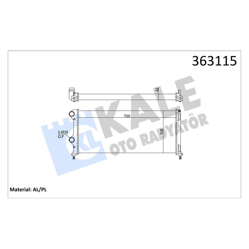 Ürün Kodu : KL363115 - RADYATÖR MEKANİK FIAT DOBLO 1.3/1.9 JTD 01<10 (MT) (AC/NAC)