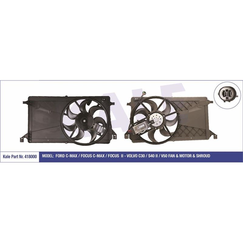 Ürün Kodu : KL418000 - FAN MOTORU DAVLUMBAZLI FORD C-MAX / FOCUS C-MAX / FOCUS  II - VOLVO C30 / S40 II / V50  (250W 390MM)