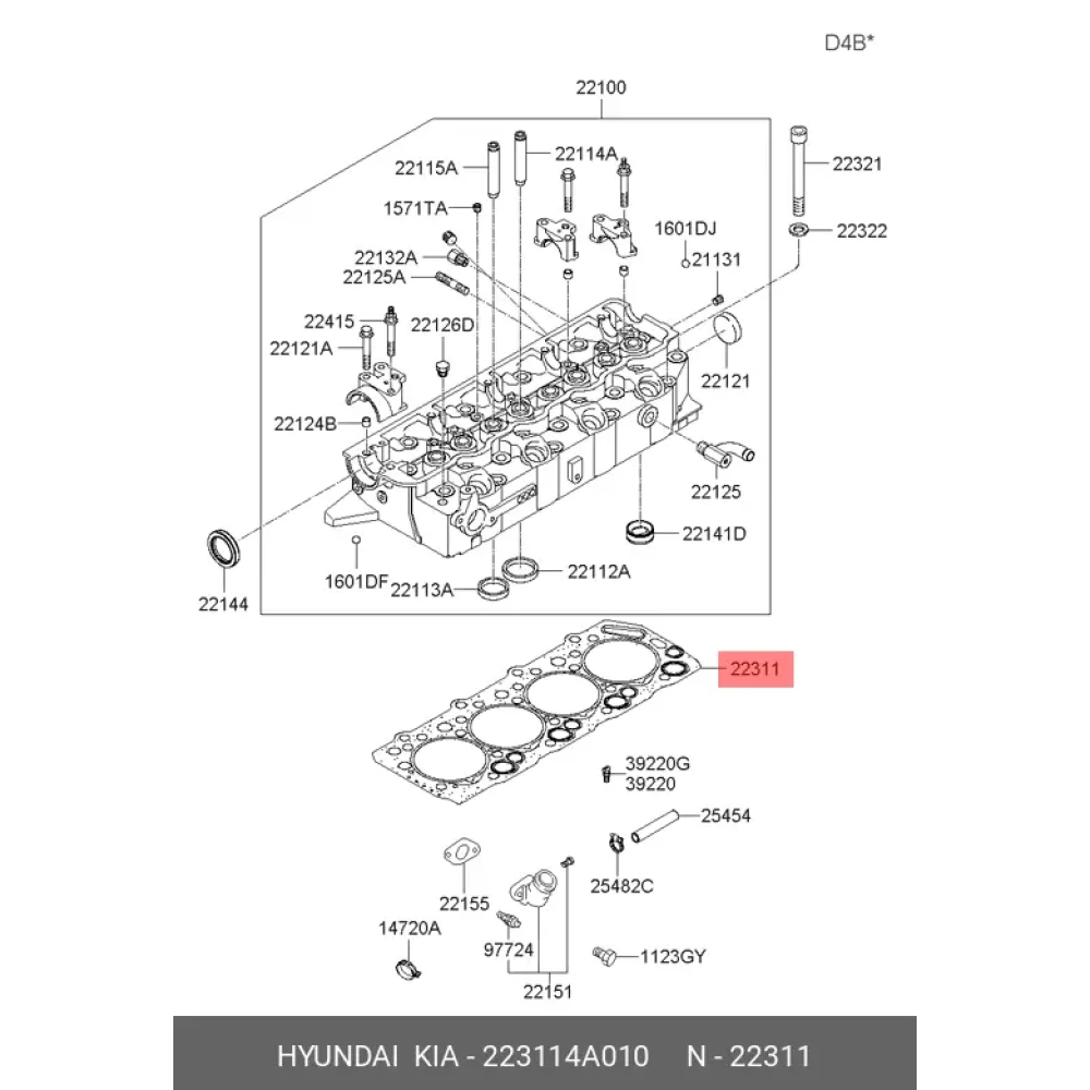 Hyundai Starex Silindir Kapak Contası Çelik 0,95 mm 22311-4A010