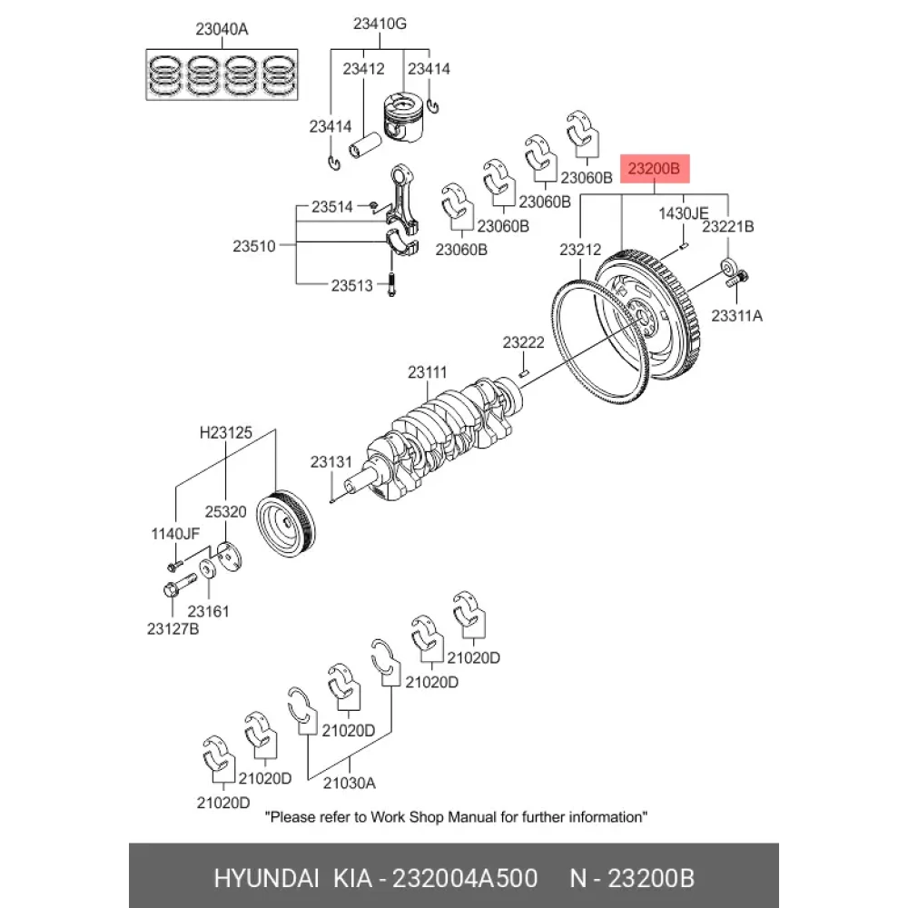 Hyundai H-100 Volan 140 HP D4CB 23200-4A500