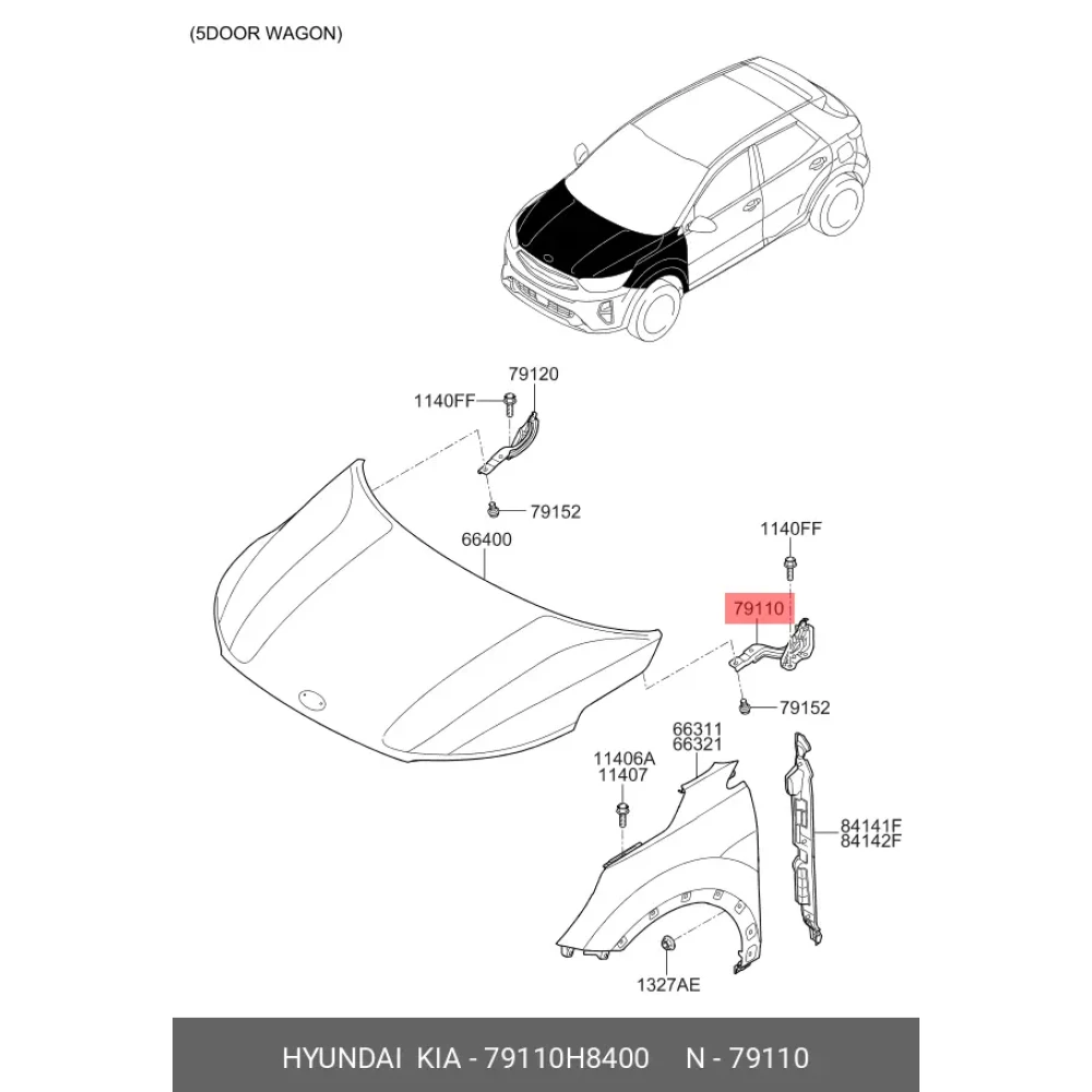 Kia Stonic Kaput Menteşesi Sol 2018-2021 79110-H8400