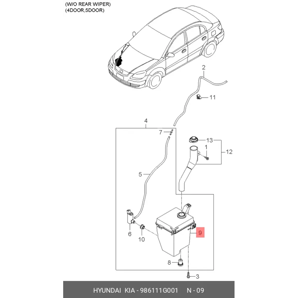 Hyundai Accent Era Cam Suyu Deposu 98611-1G001