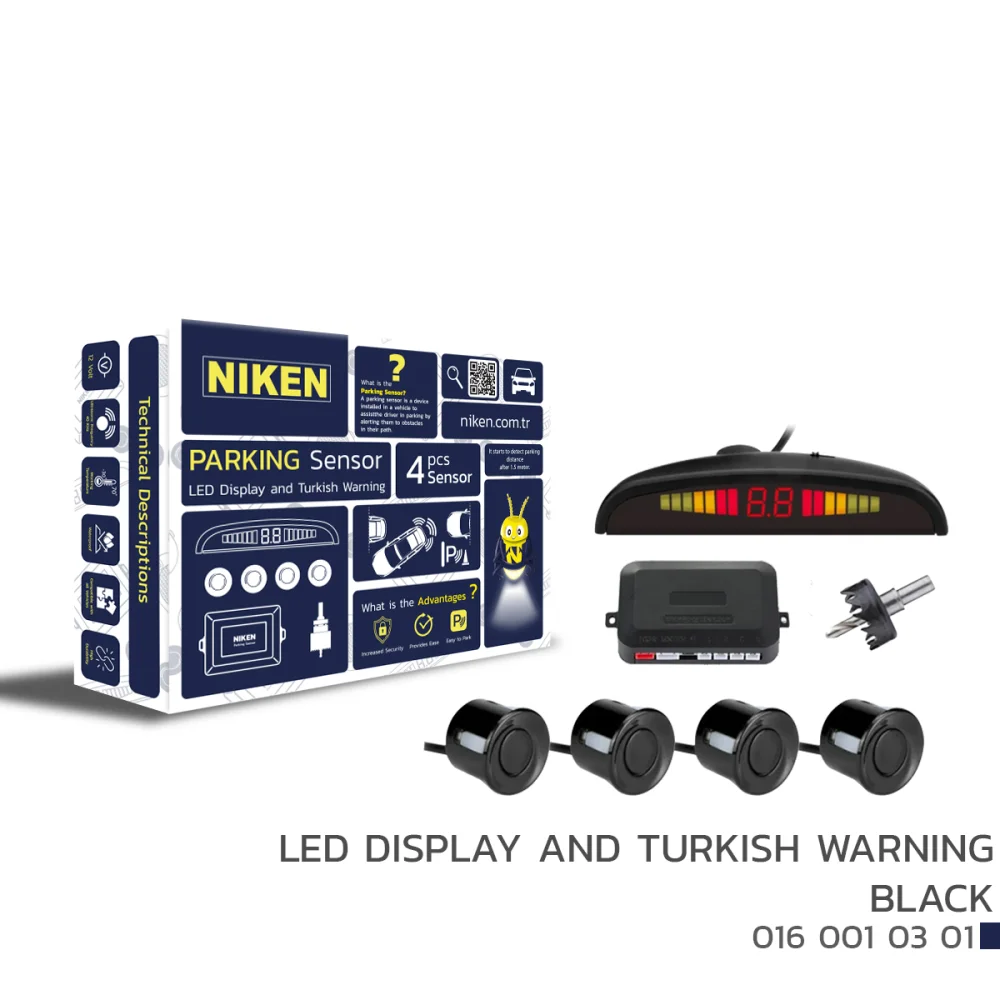 Niken LED Ekranlı Türkçe Uyarılı Siyah Park Sensörü NP-EKRANLI-18MM-S