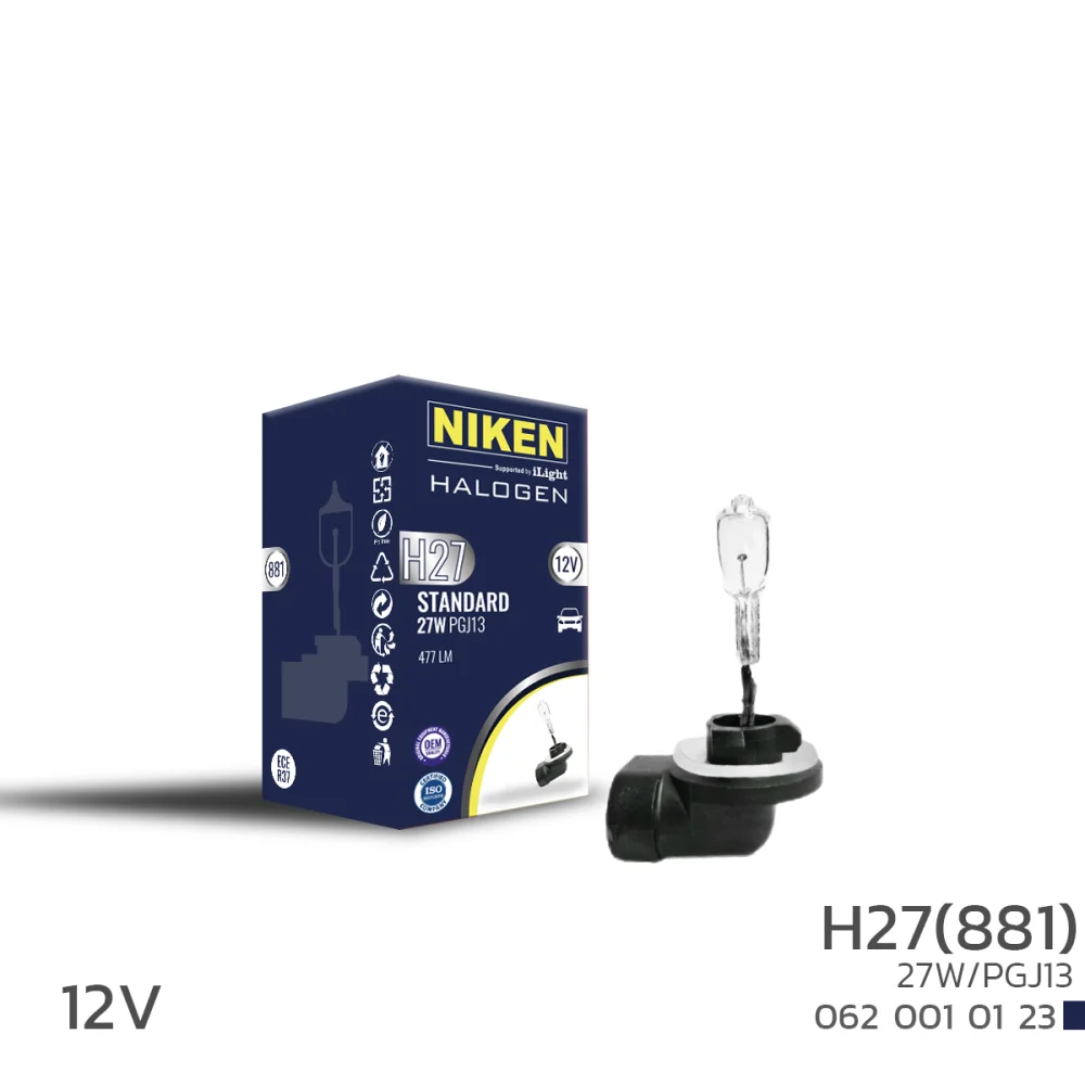 Niken H27 Halojen Ampul 12V 27W Eğri Soket 48042