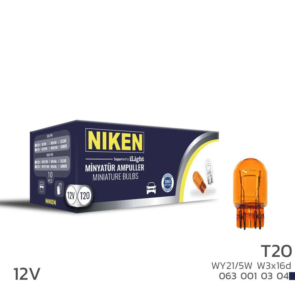 Niken T20 Amber Ampul 12V WY21 5W 10'lu T20/1016-S